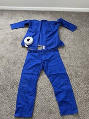 Contra Fight Gear Blue Jiu-Jitsu Gi A-2 Impose Your Will 100% Cotton White Belt
