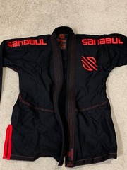 Sanabul Gi Top Brazilian Jiu Jitsu Size A0 Black Red Embroidery Martial Arts MMA