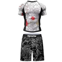 Men MMA Tracksuit Rashguard Jiu Jitsu BJJ Boxing Muay Thai Set