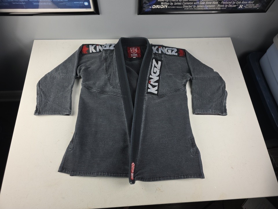 VTG KINGZ KIMONO Gray/Blue Gi Top A2H MMA Judo Jiu Jitsu Distressed Ultralight