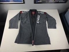 VTG KINGZ KIMONO Gray/Blue Gi Top A2H MMA Judo Jiu Jitsu Distressed Ultralight