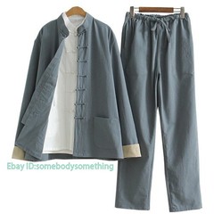 3pcs Traditional Chinese Linen Kung Fu Tai Chi Uniform Retro Plus Size Tang Suit