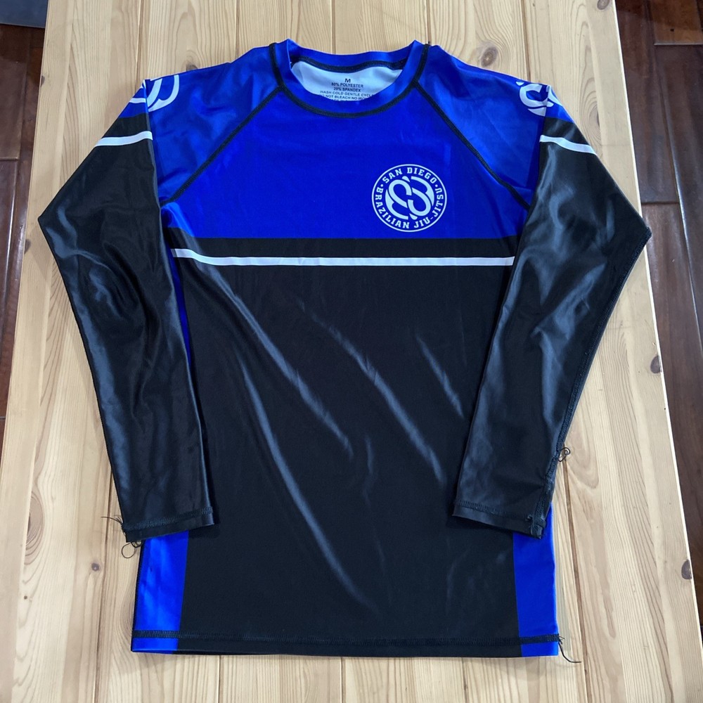 Blue Black Long Sleeve San Diego Jiu Jitsu Rash Guard Medium