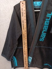 Sanabul Jacket Top Adult’s Size A1 Black And Teal Gi Jiu Jitsu Martial Arts GUC