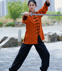 Unisex Tai Chi Kung Fu Suit Set Line Blend Morning Exercise martial arts Uniform