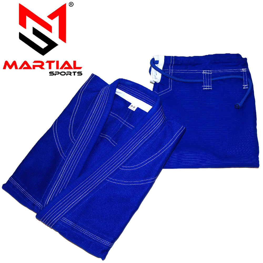 Martial Sports Premium Brazilian Jiu Jitsu Gi – Blue/White, Free Belt, Free Ship