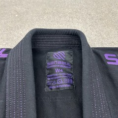 Sanabul Jiu Jitsu Kimono Uniform Womens W4 Black Cotton Open Front Drawstring