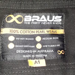BRAUS THE FIGHT NEVER ENDS KIMONO JI Jitsu Gi A1 Black 100% Cotton Pearl Weave