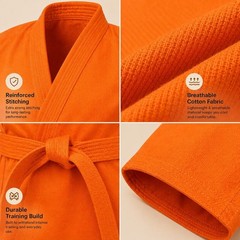 Orange Sleeveless Karate Gi | Lightweight Martial Arts Uniform | With Free belt.