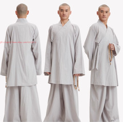 Buddhist Shaolin Monk Robe Full Set Cotton Thin Kung Fu Suit Meditation Uniforms