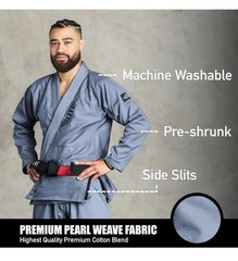 Elite Sports BJJ GI for Men IBJJF Kimono BJJ Jiujitsu GIS W/Preshrunk Gray A5
