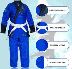 Worios Kids Competition Limited Edition JiuJitsu Gi Blue/Black (Elastic Waist)