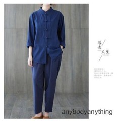 New Women’s Tai Chi Yoga Outfits Set Top+pants Martial Arts Kung Fu Linen Suit