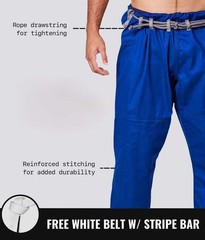 Martial Sports Essential Kids Brazilian Jiu Jitsu Gi Uniform – Blue – Free Belt