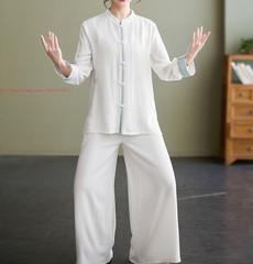 Women Tai Chi Suit Kung Fu Morning Exercise Uniform Cotton line martial arts Set