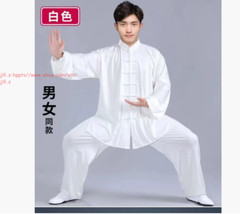 Chinese Style Women Men Milk Silk Kung Fu Uniform Martial Arts Wushu Tai ji Suit