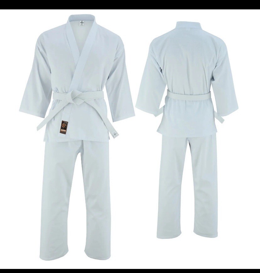 Jaguar Pro Gear – Essential Light Weight Karate Uniform Gi w/ White Belt, Sz: 1