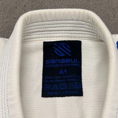 Sanabul BJJ Gi Jiu Jitsu Kimono Jacket Mens A1 White Logo Open Front Uniform