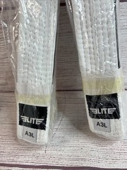 2 Elite Sports GI Belt BJJ Brazilian Jiu Jitsu Size A3L White Karate Belt New