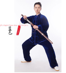 Fall Winter Unisex Tai chi Uniforms Korean velvet Kung fu Martial arts Suit Warm