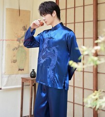 Tang Suit Men Hanfu Chinese Traditional Kung Fu Tai Chi Uniform Shirt and Pants
