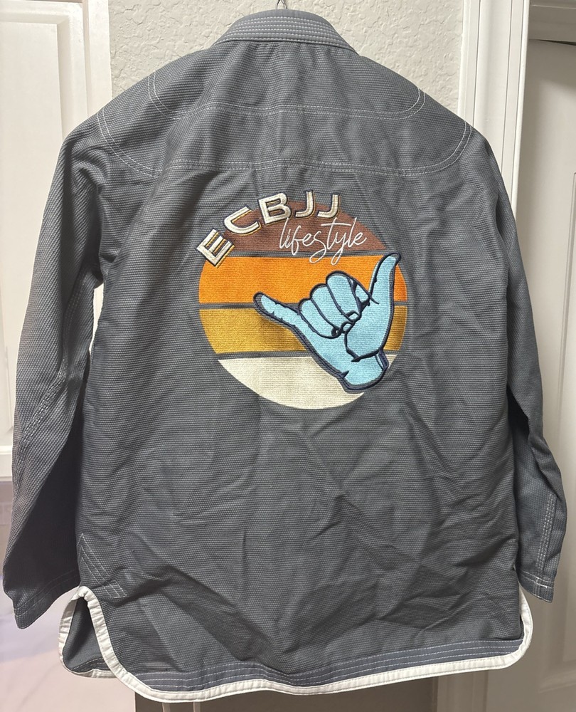 ECBJJ Lifestyle Jiu-Jitsu Gi Embroidered Shaka Hand Patch & Pants Size A-1