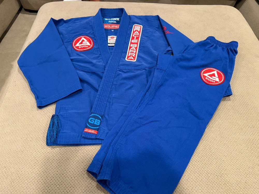 Gracie Barra Equipe Kids Jiu-Jitsu Gi Set Jacket Pants Blue Size Y6-TRAIN-LITE
