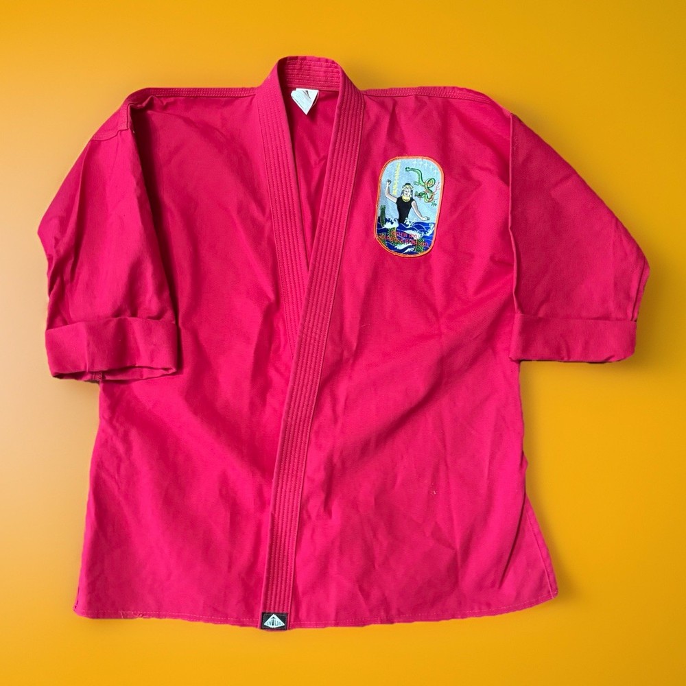 Vintage 1980s Red Isshin Ryu Instructor Gi Mizugami Patch Adult Med US Made