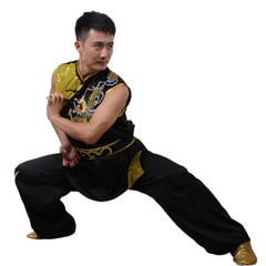 Sleeveless Kung Fu Tai Chi Uniform Martial Arts Nanquan Suit Dragon Embroidery