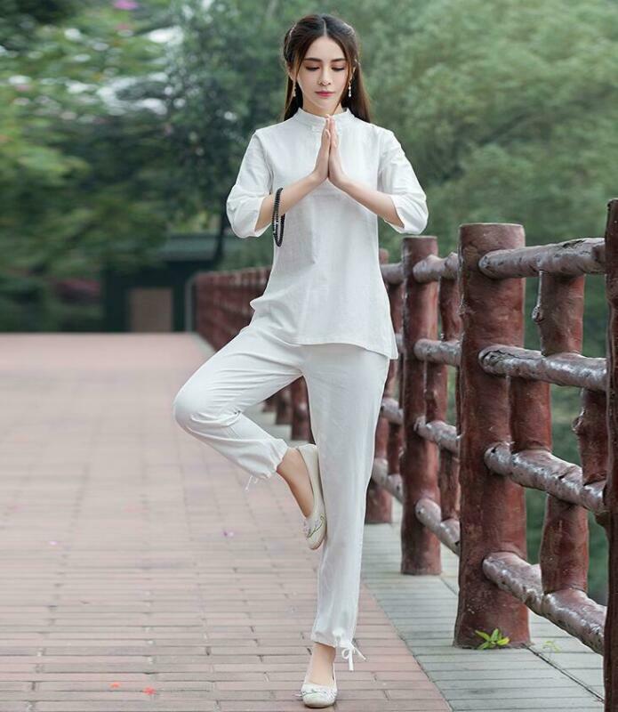 Women Chinese Martial Arts Kung Fu Suit Wushu Tai Chi Yoga Set Uniform Pant&Top