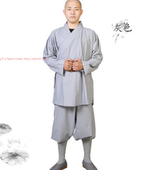 Women Men Buddhist Robes Shaolin Monk Kung fu Suit Meditation Cotton Uniforms