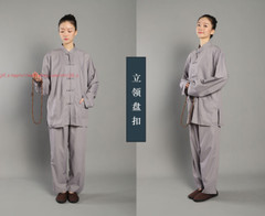 New Unisex Suits Buddhist Monk Religion Clothing Sets Lay Shirt+Pant Uniforms