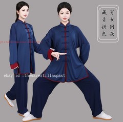 Men Women Milk Silk Chinese Tai Chi Suit Unisex Morning Exercise Kung Fu Uniform