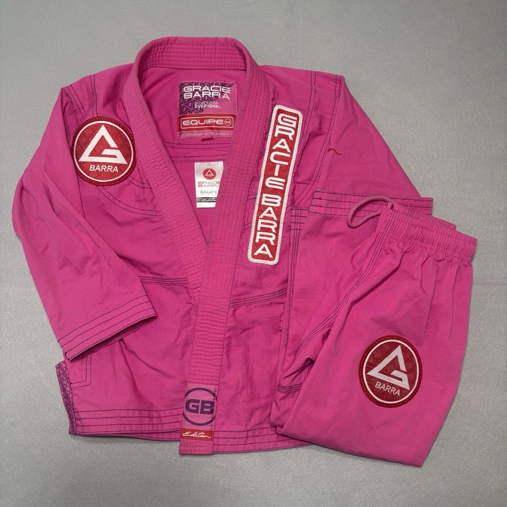 Gracie Barra Equipe GB Edition Jiu-Jitsu Ripstop Kimono Girls Y3 Pink Open Front