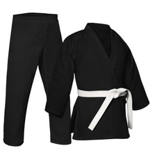 Black Karate Gi Uniform Set – Lightweight Martial Arts Apparel w/White Belt