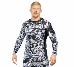 Fuji Fighting Spirit MMA BJJ Jiu Jitsu Long Sleeve LS Rashguard – Black/White