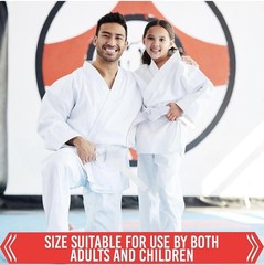 Power Gear White Belt Martial Arts Uniform Karate Taekwondo Judo 220 cm X 4 cm