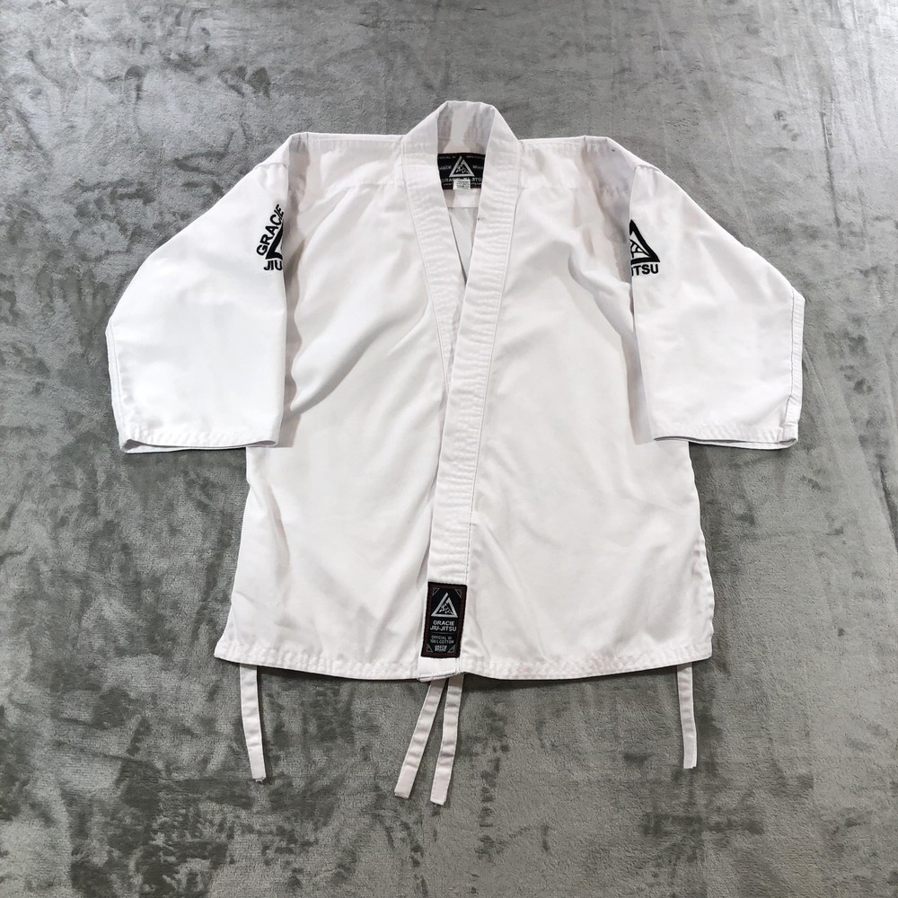 Gracie Jiu-Jitsu Official Kids Gi Jacket 0/130 White 100% Cotton BJJ Kimono