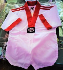 DINAMICS Martial Arts AN’S TAEKWONDO Shirt/SHORT Kids White/RED SET SIZE 000/120