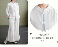 Women Tai Chi Suit Kung Fu Morning Exercise Uniform Cotton line martial arts Set