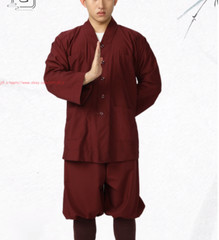 High Quality Casual Suits Buddhist Monk Religion Sets V-Neck Shirt+Pant Uniform