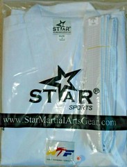 Taekwondo Uniform – White V-Neck – Ribbed Material – Only Size 6 Remaining!