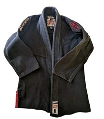 Gameness Youth Kids BJJ Gi Black & Red, Size 1, w/Pants & White Belt