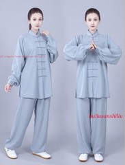 Unisex Kung Fu Tai Chi Suit Cotton Linen Shirt+Pants Wushu Martial Art Uniforms