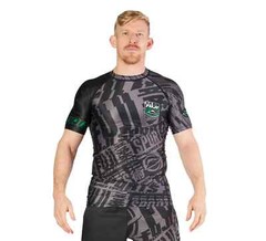 Fuji High Impact MMA BJJ Jiu Jitsu Short Sleeve SS Rashguard – Black/Green