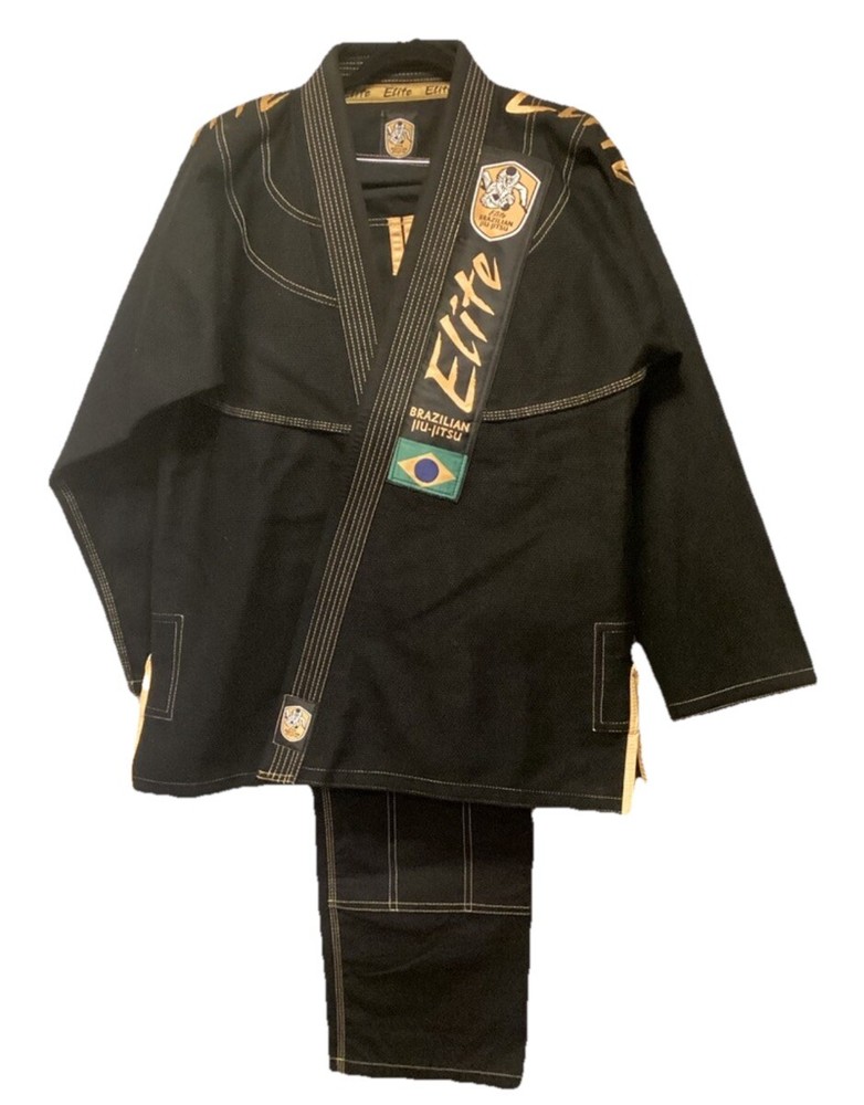 Elite Brazilian Jiu-Jitsu Set Size A-2 Color Black/ Yellow Gorpcore Grunge Sport