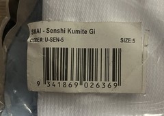 SMAI – Kumite Senshi Gi – Cotton/Poly – Ribbed – White Belt Included – Size 5