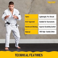 Elite Sports IBJJF Approved BJJ Belt Adult Cotton Jiu Jitsu Rank Belt Unisex