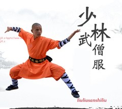 Orange Shaolin Monk Uniform Kung Fu Suit Tai Chi Martial Art Clothes Set Uniform