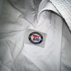 Martial Arts Karate Uniform Cotton Poly White with White Belt Unused Size 0/140